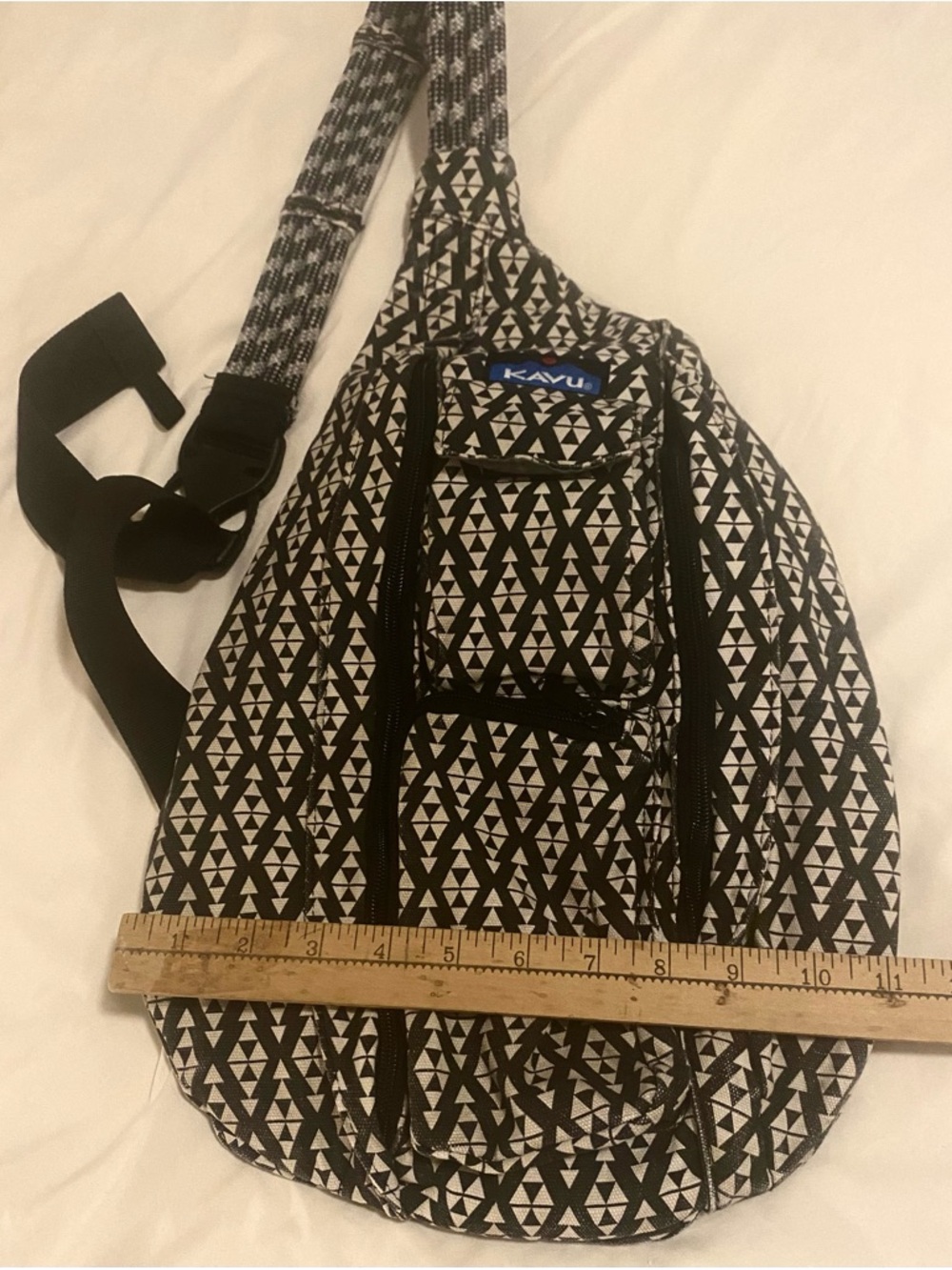 KAVU Black & White Geometric Sling Pack